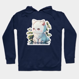 Kawaii White Kitten Hoodie